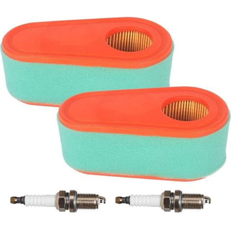 Lot de 2 filtres à air ovales de rechange, préfiltre, filtre à carburant et bougie d'allumage pour moteurs Briggs & Stratton 795066, 796254 et 5419 DOV série 700