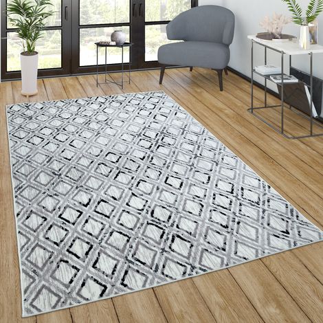 Paco Home Alfombra Salón Pelo Corto Vintage Motivo Moderno Escandinavo Gris Crema 60x100 cm (1/5)