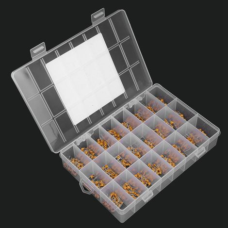 Sortiment mit 720 Keramikkondensatoren (24 Typen, 0,1 µF–100 nF, 50 V) inklusive Aufbewahrungsbox (1/5)