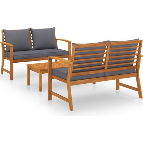 Maison Exclusive - 3-tlg. Garten-Lounge-Set mit Auflagen Massivho