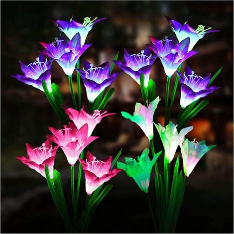 Luminaire Solaire Jardin - Fleur De Lis Solaire - Éclairage Extérieur Automatique IP65 - 4 Pièces - Hauteur 64 Cm - Batterie 800 Maha (1/5)