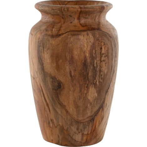 Vase en teck épuré pour une élégance naturelle en déco - Marron chaleureux aux nuances de teck naturel (1/4)