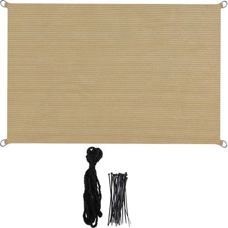 Voile d'ombrage 3x3m Rectangulaire Imperméable à l'eau PES Toile d'ombrage blanc cassé avec 95% de Protection UV pour Patio Extérieur Jardin (1/5)