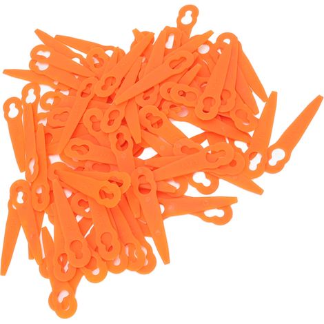 100 pièces lames plastique orange pour tondeuse à gazon, accessoires coupe-bordures compatibles Stihl Polycut 2-2 et 3-2