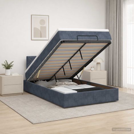Cama tipo otomana con colchón y LED Gris oscuro 120 x 190 cm (1/5)