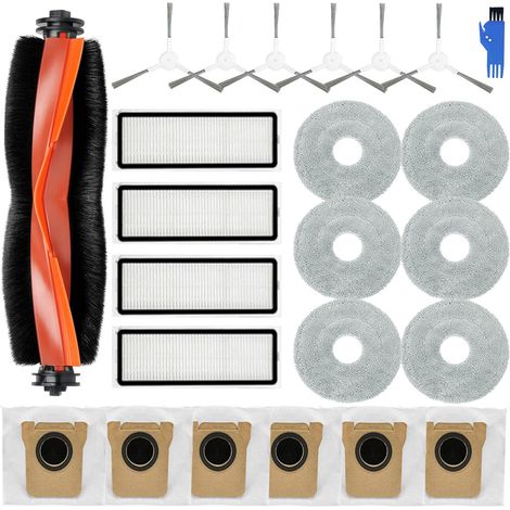 Lot de 23 Accessoires Aspirateur robot pour Xiaomi X20+/X10 Plus, 1 Brosse Principale,4 Filtres Hepa, 6 Lingettes, 6 Sacs à poussière, 6 Brosses Latérales, pour Xiaomi X20+/X10 Plus Accessories (1/5)