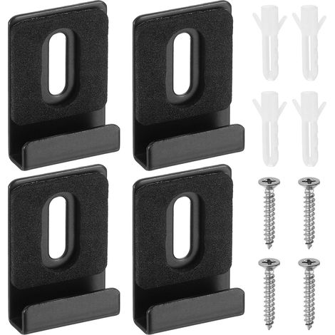 4Pcs Supports De Miroir En Métal, Kit De Fixation Pour Miroirs Avec Vis Et Patins En Caoutchouc Taille Grande Pour Miroirs Sans Cadre, Carreaux Muraux, Panneaux D'affichage, Noir (1/5)