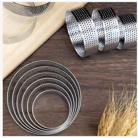 Juego de 6 moldes redondos para pasteles (diámetro 5/6/7/8/9/10 cm),Aro ventilado de acero inoxidable 430,Adecuado para hacer tartas (1/5)