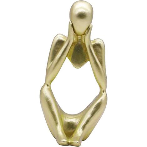 Estatua del Pensador, escultura de resina del Pensador, estatua abstracta, figuras de personajes modernos, decoración del hogar, oficina, escritorio, adorno, regalos de cumpleaños, dorado - Crezuo