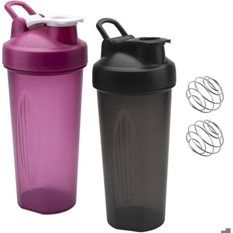 2 shakers protéines 600 ml, bouchon étanche et billes mélangeuses, graduations précises pour sportifs et déplacements (1/5)