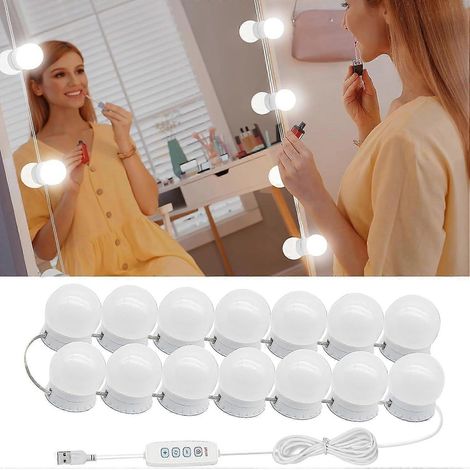 12 stuks LED-spiegelverlichting in Hollywood-stijl, dimbare badkamerlamp met 3 kleuren (1/5)