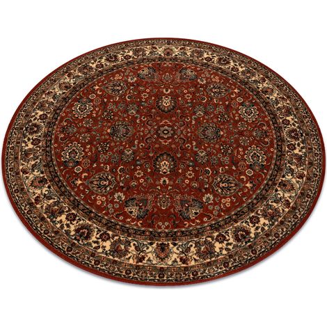 Wollteppich KASHQAI 4362 200 Kreis Ornament rotwein / beige red rund 120 cm
