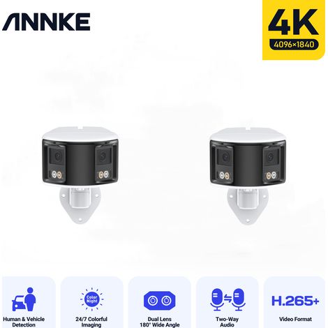 ANNKE 8MP 2 Kamera 180 ° Panorama Dual Objektiv POE Sicherheit Schutz Kamera CCTV Video Outdoor Überwachung Audio Warnung alarm IP Kamera (1/5)
