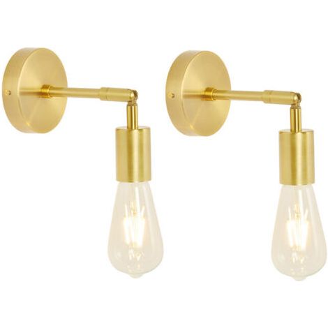 Green Mobility-Lot de 2 appliques murales salle de bain en laiton brossé vintage – E27 dimmable – Compatible ampoules Edison et LED – Installation rapide