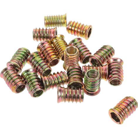 Écrous filetés M10x25 pour meubles en bois, lot de 50, inserts fer (1/5)