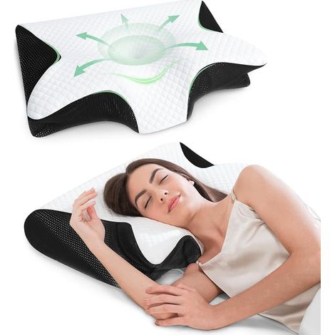 Oreiller Cervical, Noir, 60x40x12/14cm (1/5)