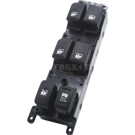 The window regulator switch is compatible with 2006-2011 Accent models, featuring a four-way main control switch (no function) 93570-1E010. (1/4)