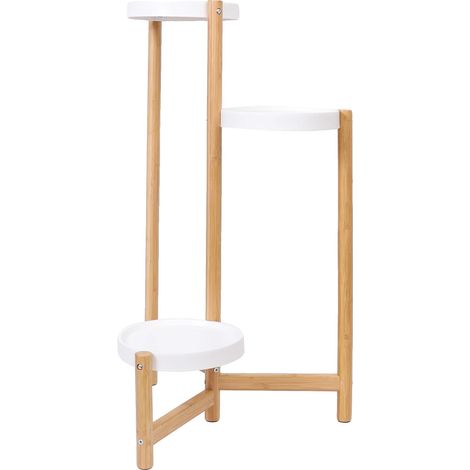Support de Plantes, Design à 3 Niveaux, Étagère d'Angle Gain de Place, Bambou, S (1/2)