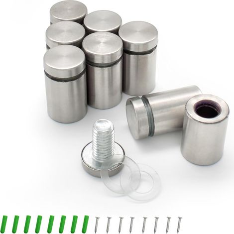 SPRHR 8 Pièces Entretoise de Verre, Support Vis Publicité 19 × 30, Entretoises Universelles en Acier Inoxydable, Durable, Résistant aux Rayures, Adapté aux Ouvrages D'art, Photos, Panneaux D'affichage (1/5)