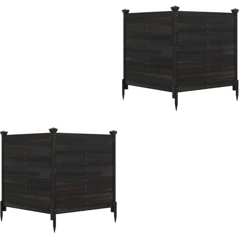 Clôture brise-vue noire en sapin, 2 panneaux avec 3 poteaux et finition à base d eau pour jardin et cour (1/5)