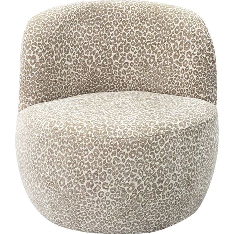 Fauteuil rond en tissu imprimé léopard - Beige - Mo (1/5)