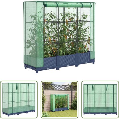 Gewächshausabdeckung - Hochbeet mit Gewächshausabdeckung Rattanoptik 120x40x123 cm (1/5)