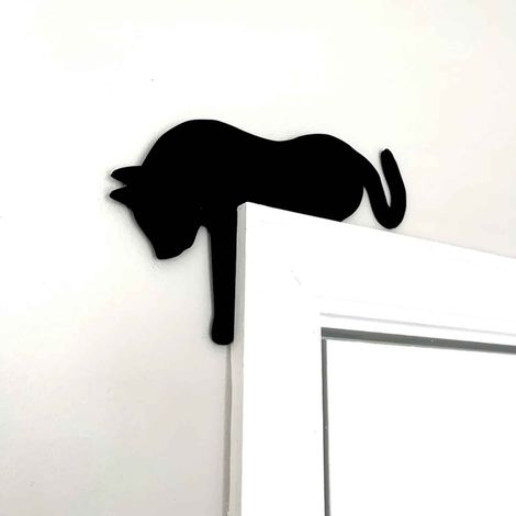 Décoration Porte - Silhouette Chat En Bois Pour Décor Festif Intérieur Extérieur - Idéal Pour Noël Halloween - 1 Pièce (1/4)