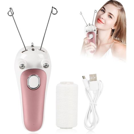 Épilateur de filetage facial pour le corps des femmes électriques, épilateur de cheveux de filetage physique, coupe-cheveux de fil de coton pour l'utilisation des jambes de bras de visage(02) (1/5)