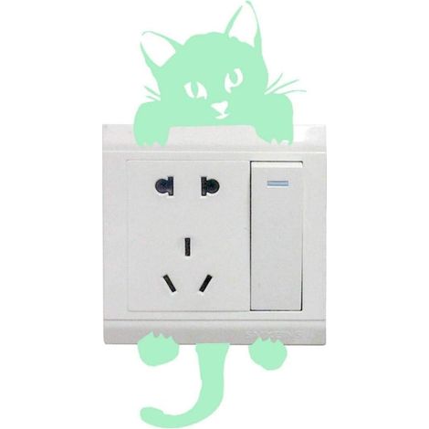 Mignon chaton chat lumineux interrupteur étanche Stickers muraux décoratifs maison pépinière Noctilucent Glow Stickers Style B (1/4)