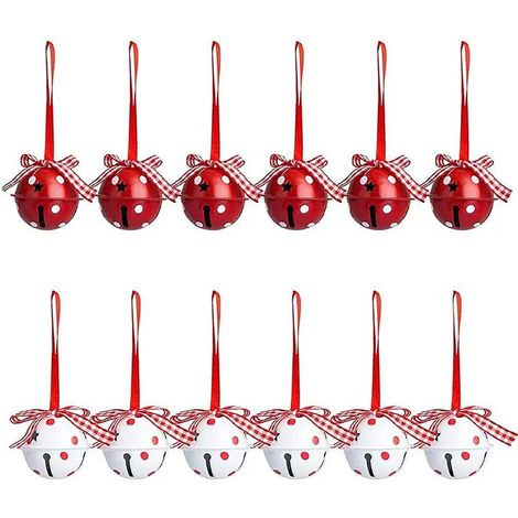 Colore des cloches de Noël en 12 points rouges et blancs (1/5)