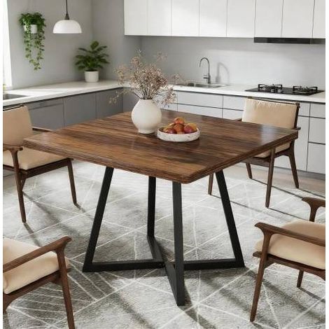 Esstisch 80x80 cm Schwarz und Braun aus MDF und Metall im Industrial-Stil (1/5)