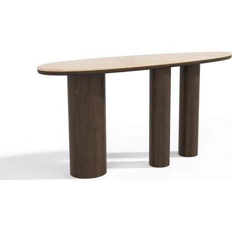 Console en bois contreplaqué et marbre noyer foncé et marbre beige ARTE (1/5)
