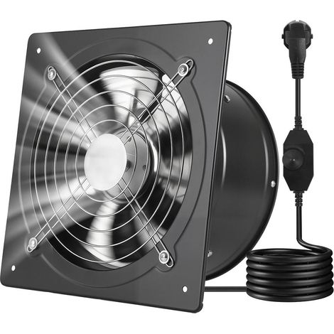 Ventilateur Extraction Mural 25,4 cm Ventilateur Extracteur 1678 m³/h Extracteur d'Air pour Grenier, Garage, Sous-sol, Atelier, Cuisine, Faible Consommation 50 W, avec Variateur de Vitesse, Noir (1/5)