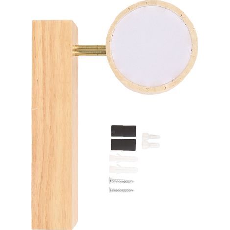Warm Rotating LED Wall Light, Wired, Bedroom Lamp, Original Wood Color (1/5)