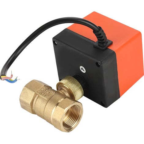 Robinet à boisseau sphérique motorisé en laiton, vanne électrique 2 voies 3 fils, commande à 1 point, raccord G3/4 DN20, alimentation AC220V