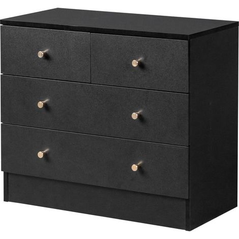 Kommode mit 4 Schubladen, schwarz, viel Stauraum, für Wohnzimmer & Schlafzimmer (1/5)