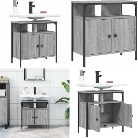 Waschbeckenunterschrank Grau Sonoma 60x30x60 cm Holzwerkstoff - Badezimmermöbel - Waschbeckenunterschrank - Unterschrank Badezimmer - Holzwerkstoffschrank - Grau Sonoma - Home & Living