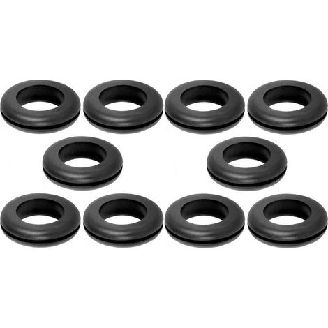 10x Gummi-Kabeldurchführungen D1 = 8 x d = 5 x H1 = 1,5 mm runde Ösen-Kabelbinder zur versenkten Montage an Wand-Schreibtischen, Rohren und Elektroschränken. (1/3)