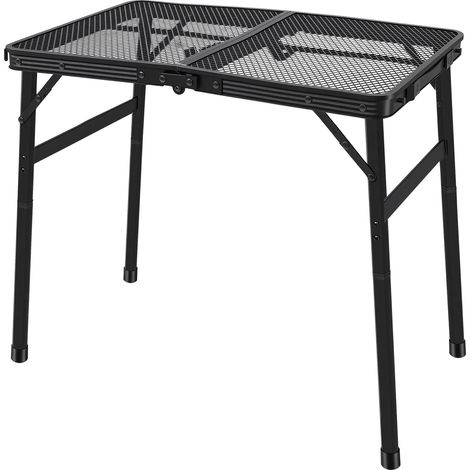 Levede Folding Camping Table Adjustable Height Aluminium Picnic Desk Black 90cm