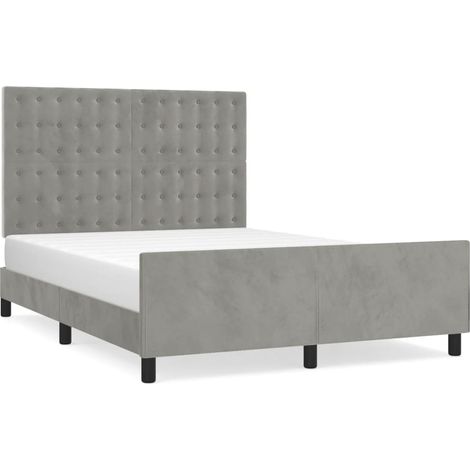 Lit double Lit adulte Cadre de lit sans matelas gris clair 140x190 cm velours (1/5)