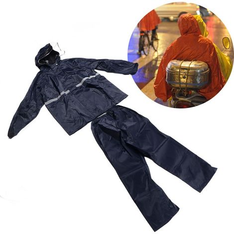 Enfilage Rapide Complet de Vêtements Imperméables PVC Bleu Marine L Couverture Respirante Anti-Vent Coupe Intégrale Deux-Layer Ensemble Pantalon Manteau Durable (1/5)