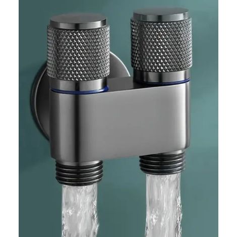 Valve de chasse d'eau, valve coudée à entrée simple et double sortie, robinet à double ouverture, poignée antidérapante (1/5)