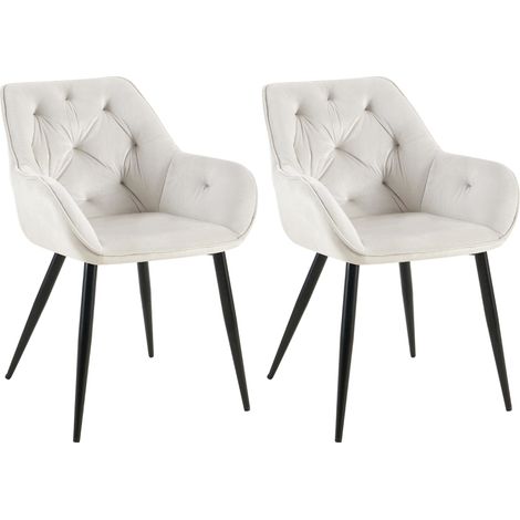 Set de 2 Sillas para salón Cassis en terciopelo Gris claro Terciopelo