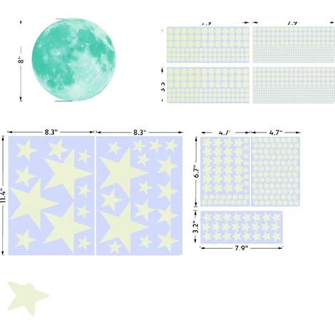 Pegatinas luminosas, diseño celestial 3D, fáciles de aplicar, luz azul. (1/2)