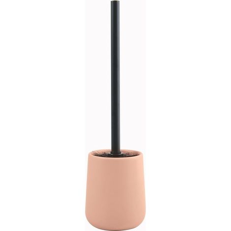 Brosse WC Céramique Rose - 1 Pièce - Design Scandinave et Silicone - Nettoyage Hygiénique Sans Rayures - Pour Salle de Bain Moderne - 10,4 x 38,8 cm