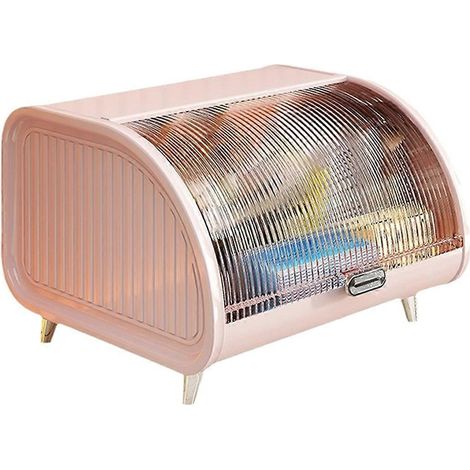 Boîte de rangement de bureau, couvercle rabattable, pain, clés, protection faciale, porte d'entrée, étagère de rangement domestique, boîte de rangement coupe-vent B, rose. (1/5)