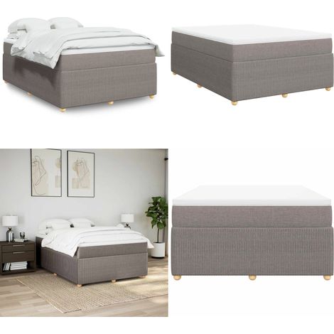 Sommier à lattes de lit avec matelas Taupe 140x190 cm Tissu - Matelas à ressorts ensachés - Sommier taupe