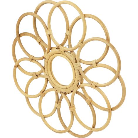 Miroir rond en rotin rétro élégant décoration murale pour entrée et salon 45 cm de diamètre (1/5)