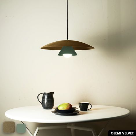 Lampe de suspension en velours - OLEMI VELVET  PEYOTE - VERT (1/2)