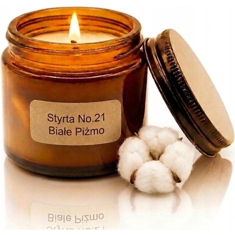 Vela de soja White Musk 60ml Styrta No. 21 Natural en envase de vidrio vegano (1/4)